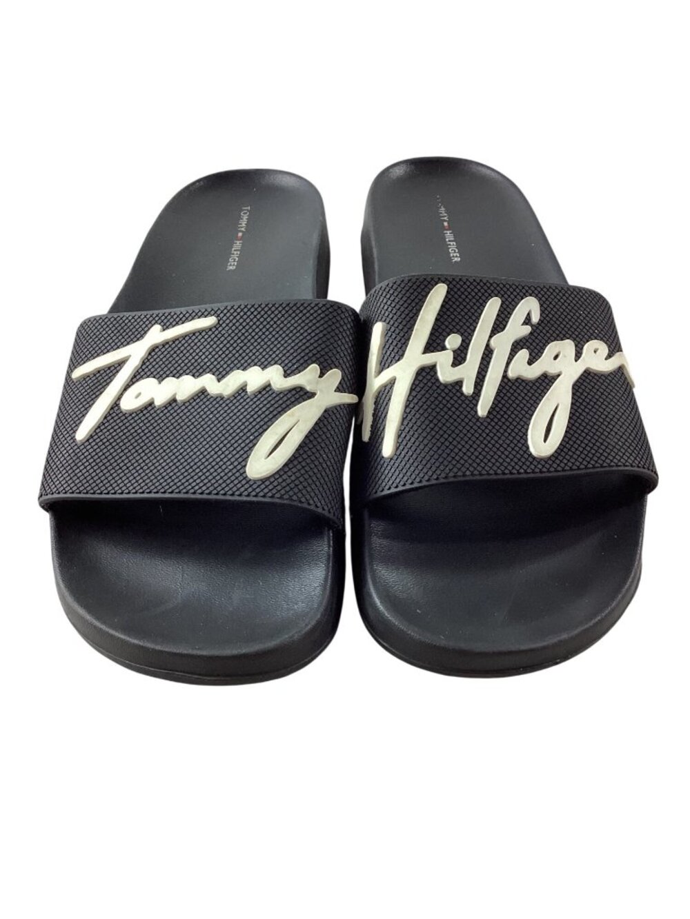 Tommy Hilfiger Mens Black Slide Sandals*Flip Flops With Signature Logo - Size 9M